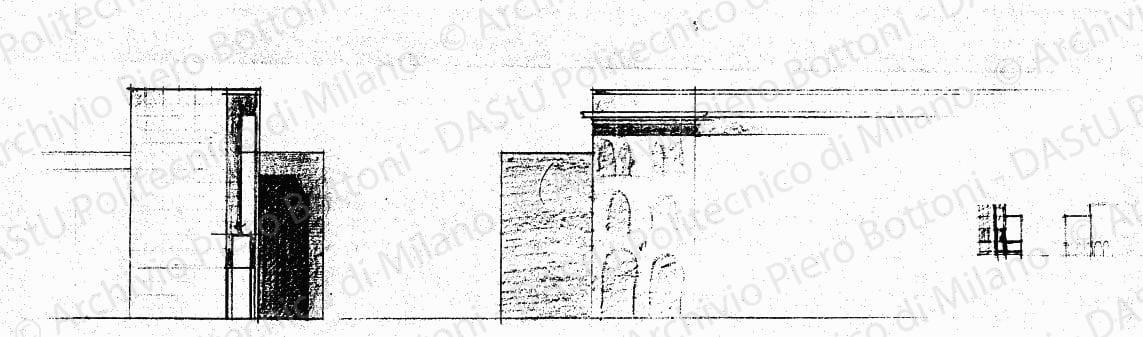 Prospetto su piazza Duomo, scala 1:100, s.d. Matita su lucido, cm 21,0x71,3. 