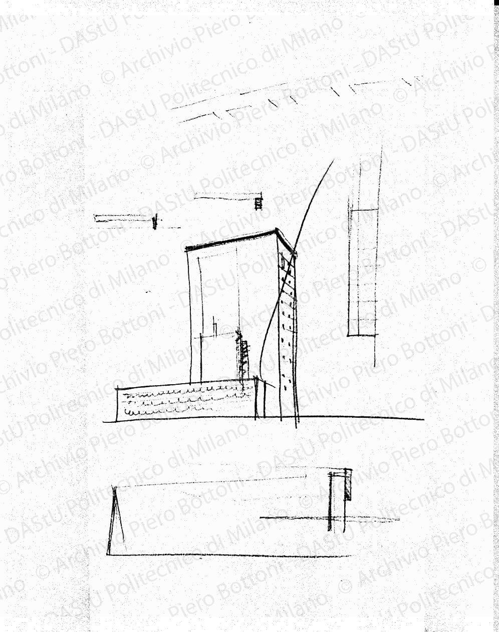Schizzo prospettico, s.d. Matita su lucido, cm 38,0x19,2. 
