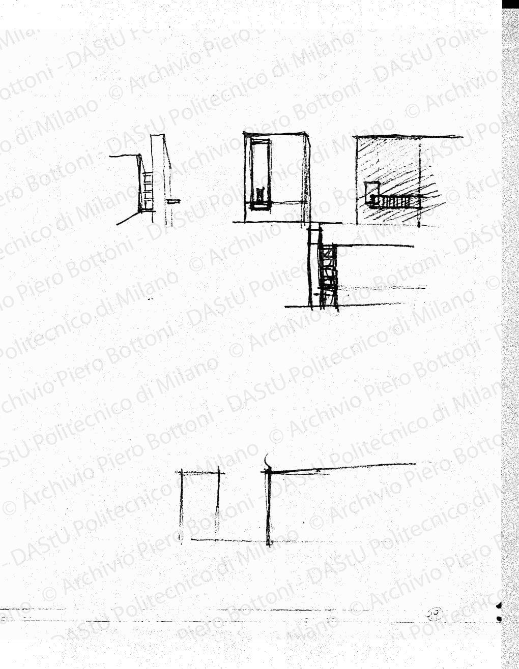 Schizzi prospettici, s.d. Matita su lucido, cm 28,7x22,8. 