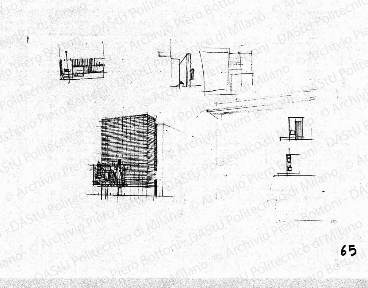 Schizzi prospettici, s.d. Matita su lucido, cm 27,3x39,5. 