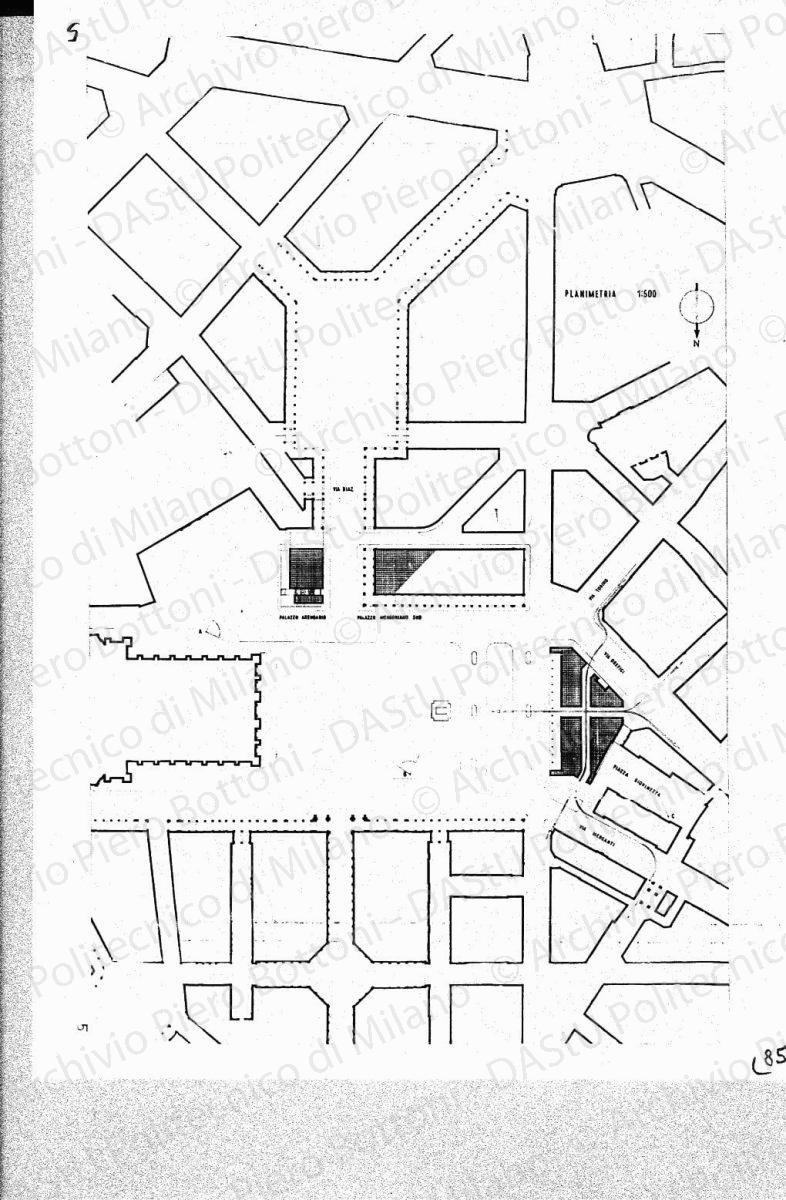 Palazzo arengario, pianta piano terreno, scala 1:100, s.d. China su lucido, cm 39,8x69,0. 