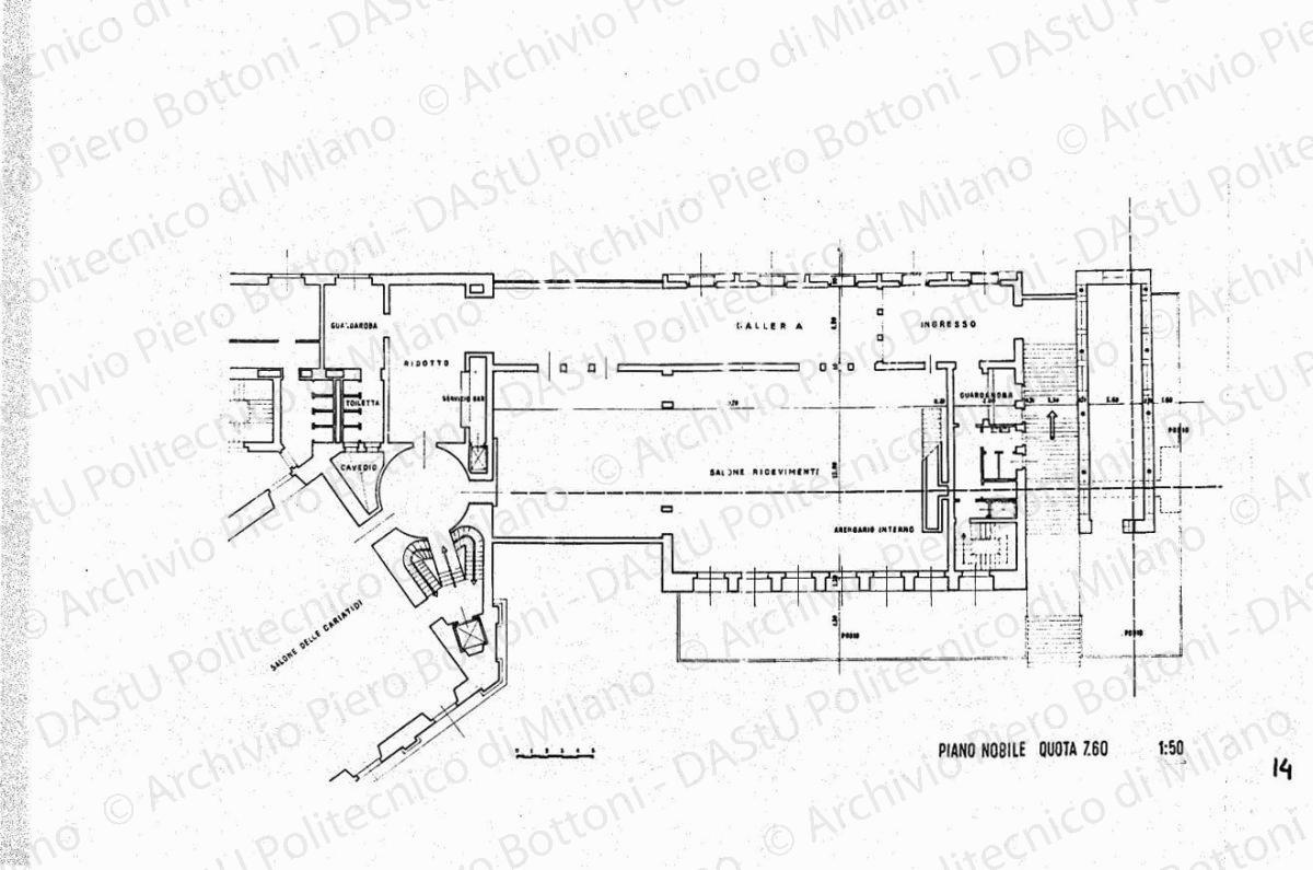 Palazzo arengario, piante piano a quota 10,30, piano a quota 16,20, scala 1:100, s.d. China su lucido, cm 38,9x67,8. 