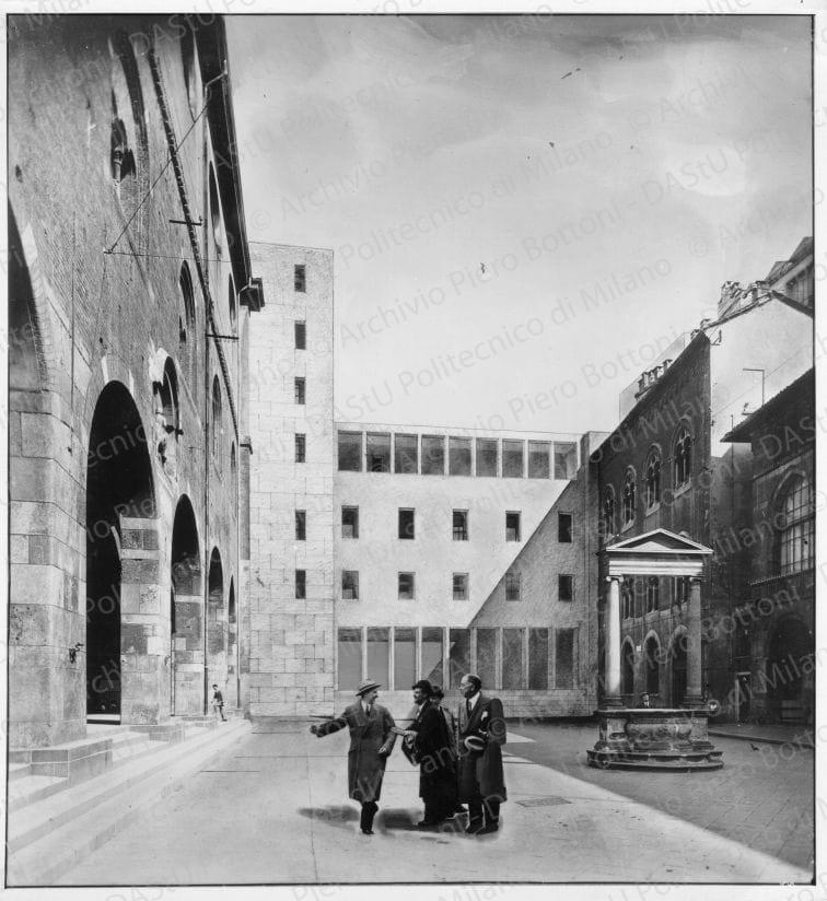 Riproduzione prospettiva fotomontaggio vista dal punto C, positivo, bianco e nero, mm 174x162.