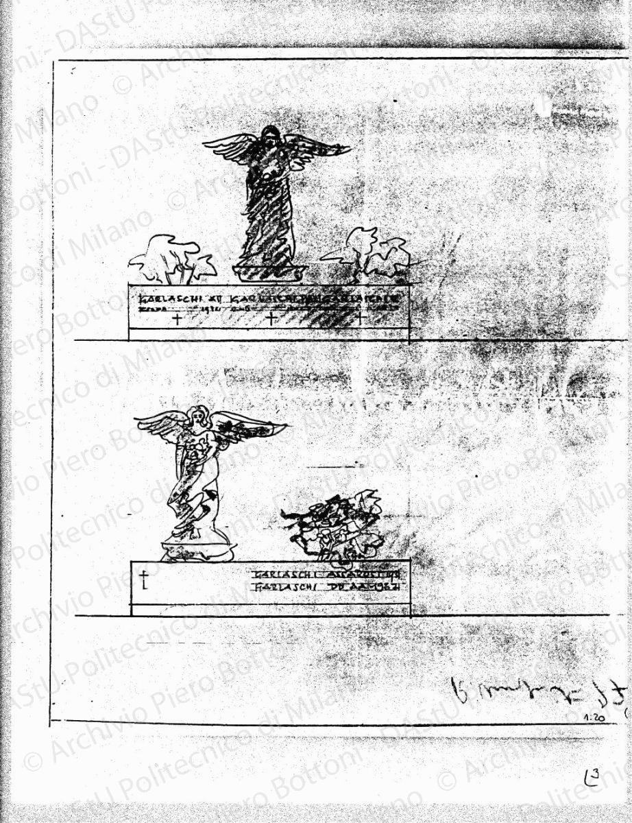 Prospetti, scala 1:20, s.d. Matita su lucido, cm 32,1x28,6. 