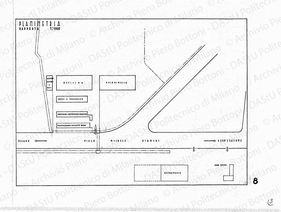 Planimetria, scala 1:1000, s.d. Matita su lucido, cm 35,5x49,3. 