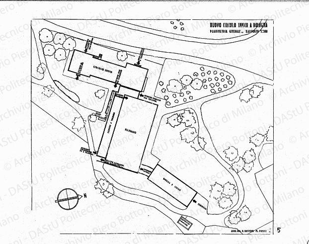 Nuovo circolo ippico a Bologna, planimetria generale, scala 1:200, s.d. China e matita su lucido, cm 60,7x68,8. 