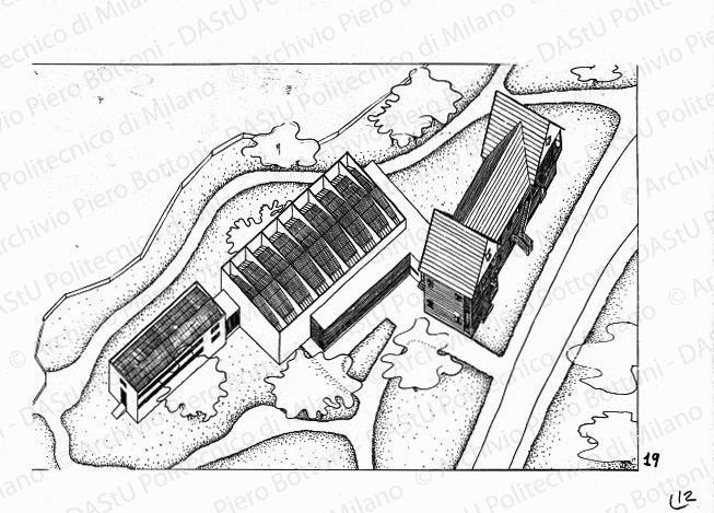 Veduta assonometrica, scala 1:200, s.d. China su lucido, cm 47,7x71,9. 