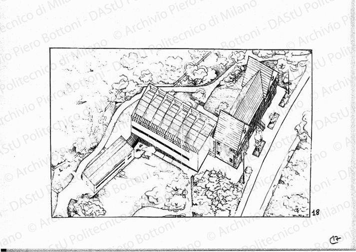 Veduta assonometrica, scala 1:200, 1937. China e matita su lucido, cm 43,5x68,1. 