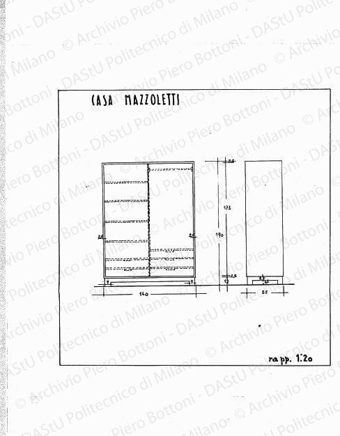 Casa Mazzoletti, armadio, scala 1:20, s.d. China su lucido, cm 23,2x23,5. 