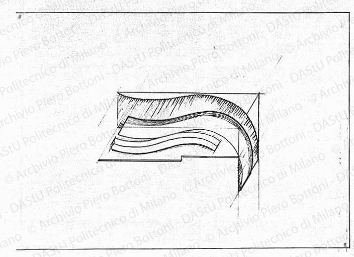 Schizzo assonometrico, s.d. China e matita su lucido, cm 49,1x69,1. 
