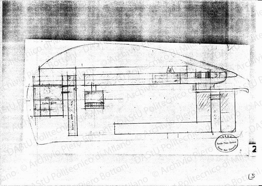 Studio planimetrico, scala 1:1000, s.d. Matita su lucido, cm 20,5x41,6. 