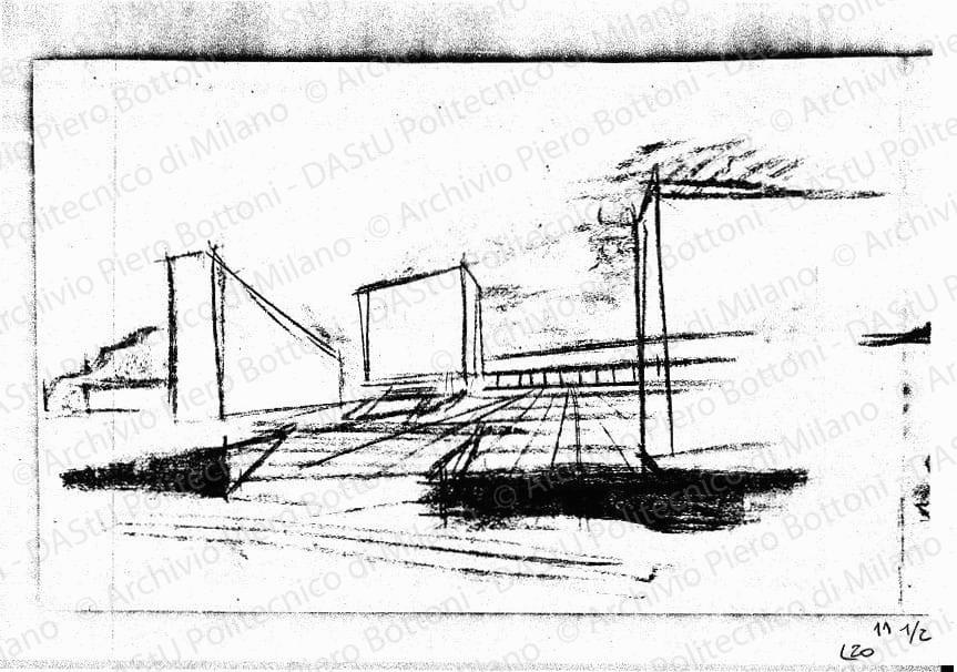 Schizzi di vedute prospettiche, s.d. Carboncino e matita su carta, cm 45,0x123,7. 