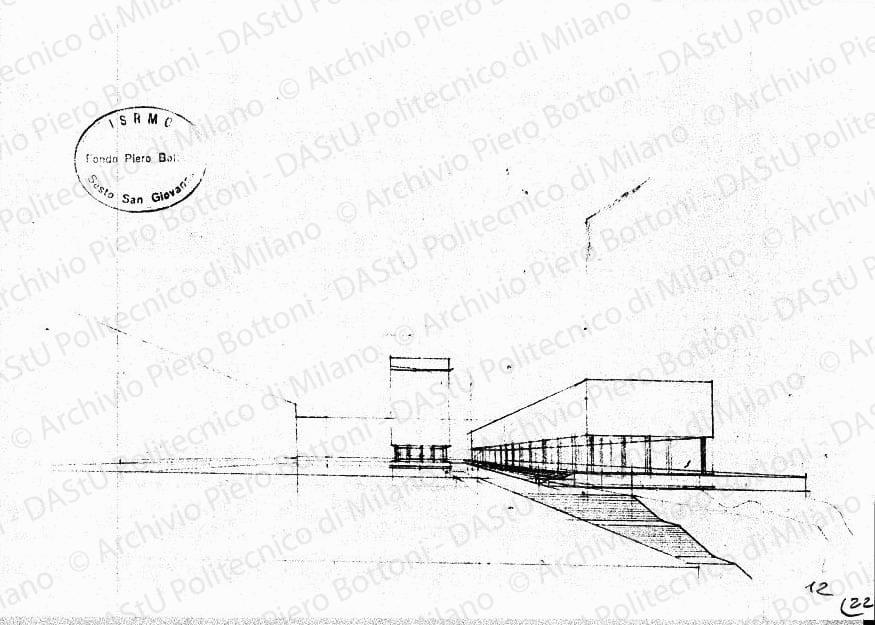 Studio di prospettiva, s.d. Matita su lucido, cm 15,5x26,0. 