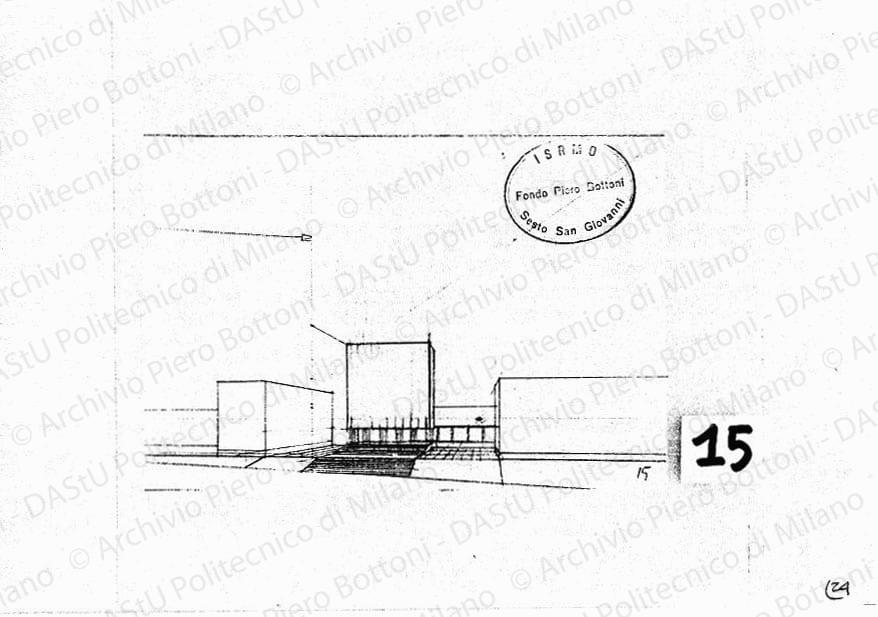Studio di prospettiva, s.d. Matita su lucido, cm 11,0x16,6. 
