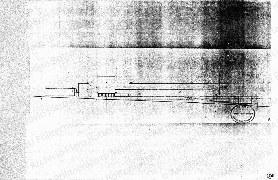 Studio di prospettiva, s.d. Matita su lucido, cm 13,0x42,0. 