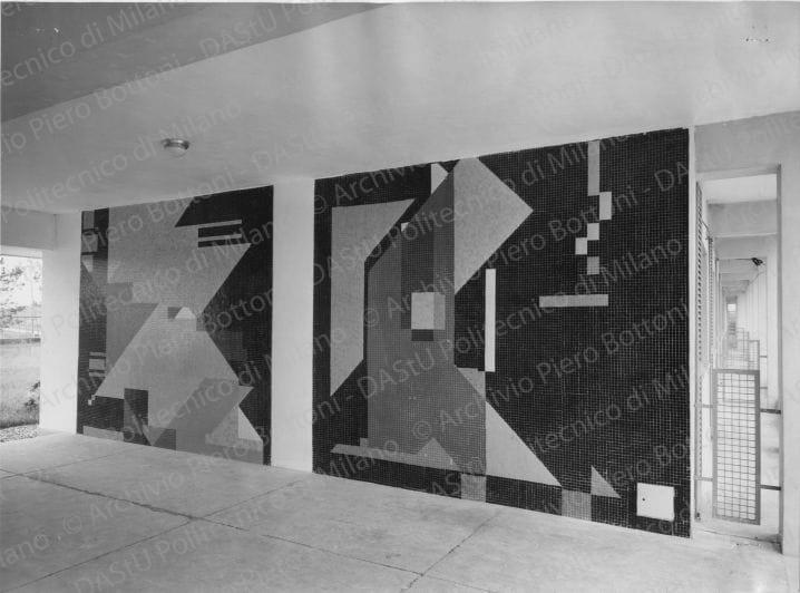 Pannello in tessere di ceramica (pittore Soldati) nella casa Ina-casa degli architetti Lingeri e Zuccoli,positivo, bianco e nero, mm 180x241. 